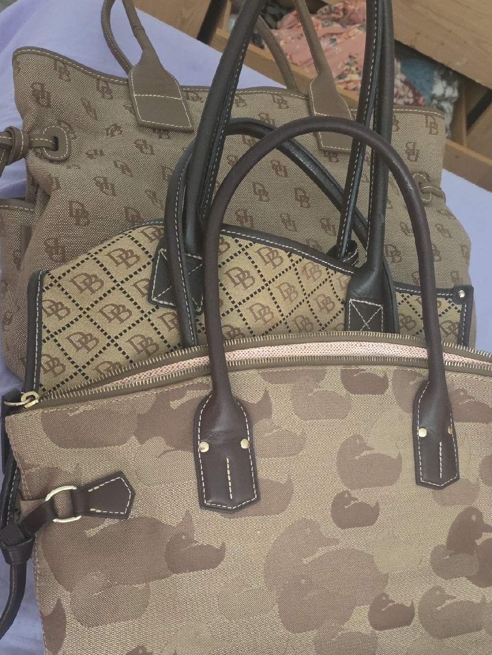 Dooney & Bourke Brown Patterned Canvas Tote Bags 3